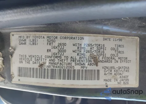 1999 Toyota 4Runner Limited V6 z USA, uszkodzony, nr VIN JT3HN87R4X0212065